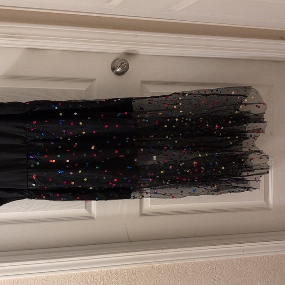 Black And Rainbow Sequin Mesh Party Dress - Picture 6 of 14